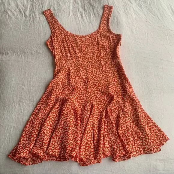 Doen Porto Floral Viscose Sleeveless A Line Mini Dress Orange Hillside Bloom - Picture 7 of 13